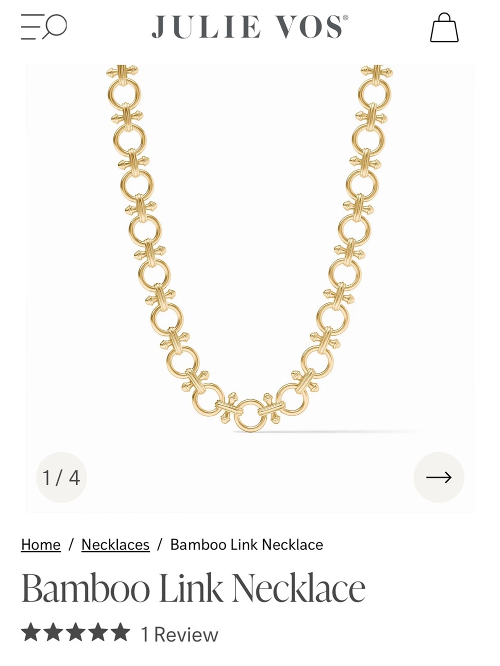 Julie Vos Gold Bamboo Link Collar Necklace